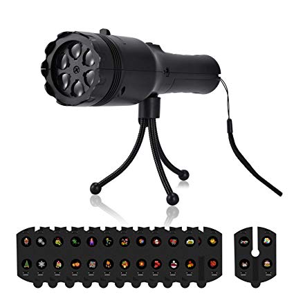 ADDSMILE Holiday LED Projector Lights, Portable Battery Operated Flashlight with 12 Slides, Auto Rotating Spotlight and Party Decoration Light for Home/Birthday/Christmas/Halloween/Easter, in/outdoor.