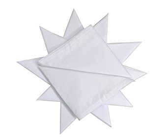 24 Pack Mens 100% Cotton White Handkerchiefs Hem Stitched 16" x 16" (40cm x 40cms) (2 x12pcs)