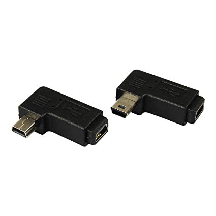 com-four® 2x USB Type B mini 5 pin male to mini female 90 ° left and right angled (02 pieces - mix)