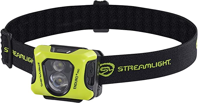 Streamlight 61436 Enduro Pro USB Rechargeable Multi-Function Head Lamp with Elastic and Rubber Head Strap and 3M Dual Lock, Yellow
