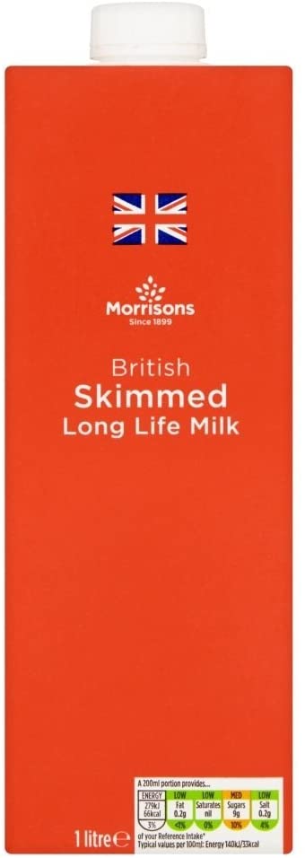 Morrisons Long Life British Skimmed Milk, 1 Litre