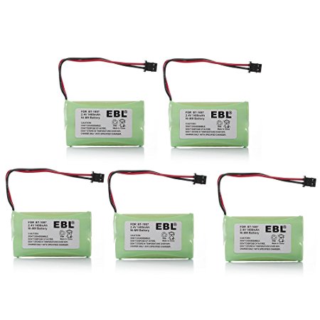 EBL Cordless Phone Rechargeable Battery for Uniden BT1007 BT1015 BT904 BP904 Uniden BBTY0651101 BBTY0707001 DECT1480 DECT1560 DECT1580, 5 Packs Premium Replacement Batteies