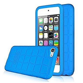 [2 Pack] Apple New iPod touch (6th Gen) Case- OMOTON Silicone Shock-Proof Case Cover for iPod touch 6 (2015 Julyd) (Blue)