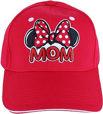 Disney Womens Minnie Mouse Mom Fan Baseball Hat (Red)