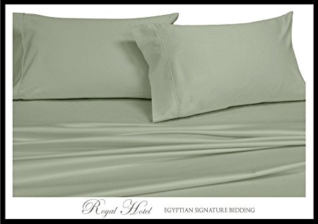 Solid Sage Full Size Sheets, 4PC Bed Sheet Set, 100% Cotton, 300 Thread Count, Sateen Solid, Deep Pocket, by Royal Hotel