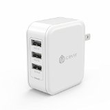 Most Powerful iClever BoostCube 36W 72A 3-Port USB Travel Wall Charger with SmartID Technology  Foldable Plug for iPhone 6S  6  Plus iPad Pro  Air 2 Mini 3 Galaxy S6 Edge S5 and More White