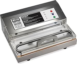 Weston Brands Vacuum Sealer Machine for Food Preservation & Sous Vide, Extra-Wide 5mm Bar for Sealing Bags up to 11" Wide, 720 Watts, Commercial Grade Pro 1400, Stainless Steel (65-0301-W)