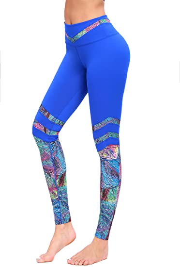 Neonysweets Womens Printed Yoga Pants Active Workout Leggings Stretch Tights