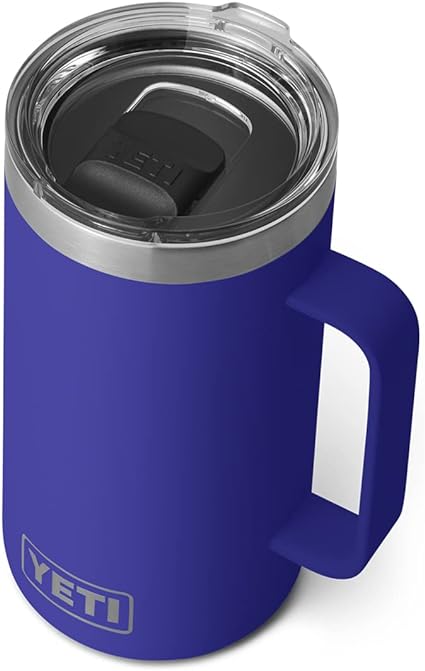 YETI Rambler 24 oz Mug, Vacuum Insulated, Stainless Steel with MagSlider Lid, Offshore Blue