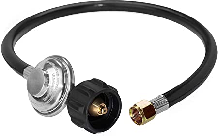 DOZYANT Propane Regulator and Hose Universal Grill Regulator Replacement Parts, QCC1 Hose and Regulator for Most LP Gas Grill, Heater and Fire Pit Table,3/8" Female Flare Nut, 2 Feet