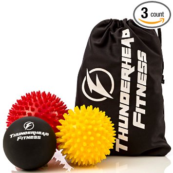 Thunderhead Massage Ball Set - Complete With Lacrosse Ball, XL and Large Spiky Balls, Plus a Carrying Bag - Best Massage Balls For Myofascial Release, Foot and Back Massage, and Physical Therapy