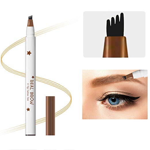 Eyebrow Tattoo Pen - iMethod Microblading Eyebrow Pencil with a Micro-Fork Tip Applicator Creates Natural Looking Brows Effortlessly and Stays on All Day, Light Brown