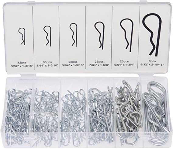 NEIKO 50457A Cotter Hairpin Assortment Kit | Zinc Plated Steel Clips | for Use On Hitch Pin Lock Systems |, 150 Piece, Silver