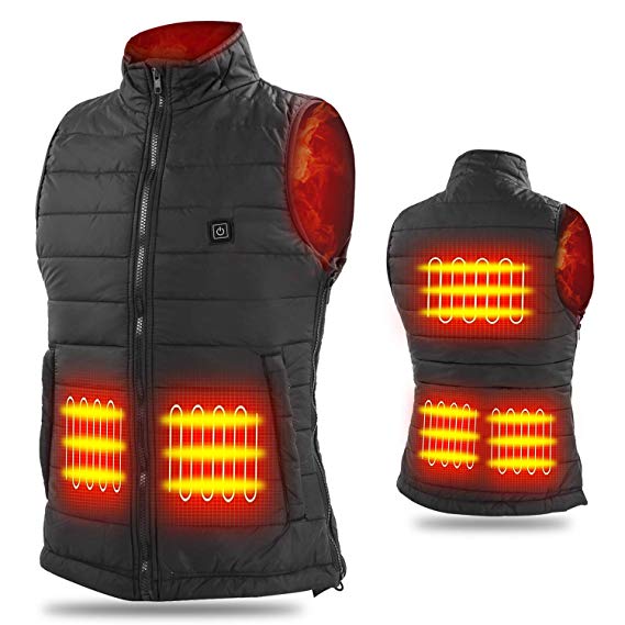Heated USB Electric Puffer Vest Heating Jacket Cold-Proof Warm Clothes Washable More Sizes Adjustment (Battery Not Included)