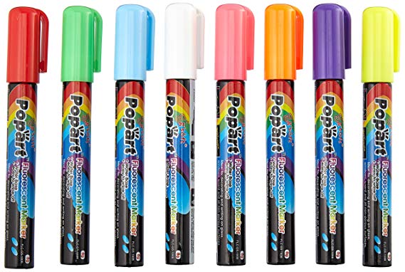 FlashingBoards Liquid Chalk (Fluorescent Neon) Marker Pen 8 Color Pack Dry Erase (#2)