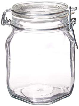 Bormioli Rocco SYNCHKG122276 Glass Jar, 1 Liter (Pack of 2), Clear