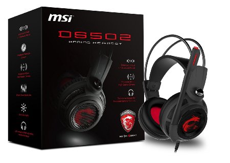 MSI Gaming Headset with Microphone, Enhanced Virtual 7.1 Surround Sound, Intelligent Vibration System (DS502)