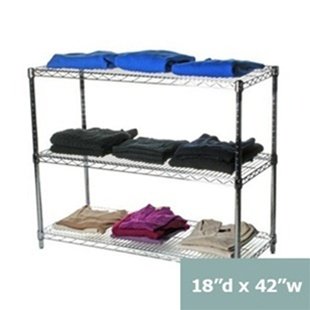18"d x 42"w Chrome Wire Shelving with 3 Shelves