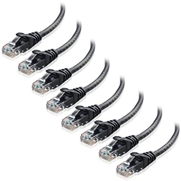 Cable Matters 8-Pack, Cat5E Snagless Ethernet Patch Cable in Black 3 Feet
