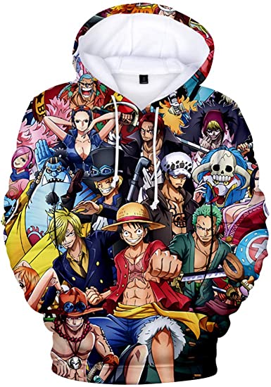OLIPHEE Men's 3D Print Hoodie Anime One Piece Graphic Cosplay Pullover