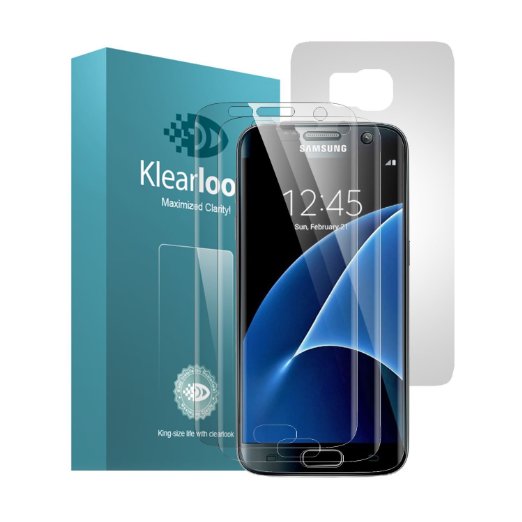 [3 PCS Front 1 PC Back] Samsung Galaxy S7 Edge Screen Protector, Klearlook® 3-Pack Crystal Clear Full Coverage Screen Protector--TPU Screen Protector   1-Pack Matt PET Back Film for Samsung Galaxy S7 Edge -Lifetime Warranty