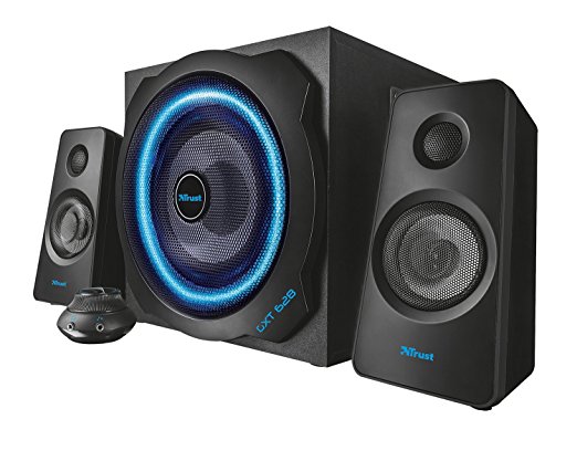 Trust Gaming GXT 628 120 Watts 2.1 Gaming Speakers for PC, Wii, Xbox 360 & PlayStation 3, Illuminated with LED Lights and Subwoofer