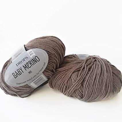 Superwash Merino Wool Yarn Drops Baby Merino, Sport Weight, 5 ply, 1.8 oz 191 Yards (17 Beige)