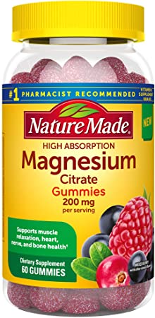Nature Made High Absorption Magnesium Citrate 200mg Gummies to Support Muscle Relaxation 60 Count