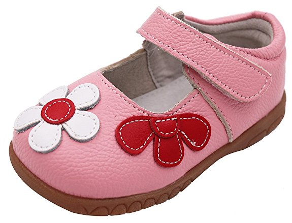 Femizee Girls Leather Bows Design Soft Round Toe Princess Dress Mary Jane Flat Shoes(Toddler/Little Kid)