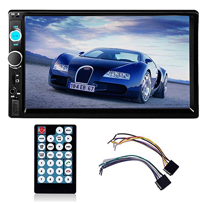 Polarlander 2 DIN 7'' Inch LCD Touch Screen Car Radio Player Support Bluetooth Hands Free 1080P Movie Rear View Camera