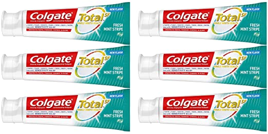 Colgate Total Fresh Mint Stripe Gel Toothpaste, 6.3 Ounce, 6 Pack