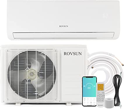 ROVSUN 9,000 BTU Wifi Enabled Mini Split AC/Heating System with Inverter, 19 SEER 115V Energy Saving Ductless Split-System Air Conditioner with Pre-Charged Condenser, Heat Pump & Installation Kit