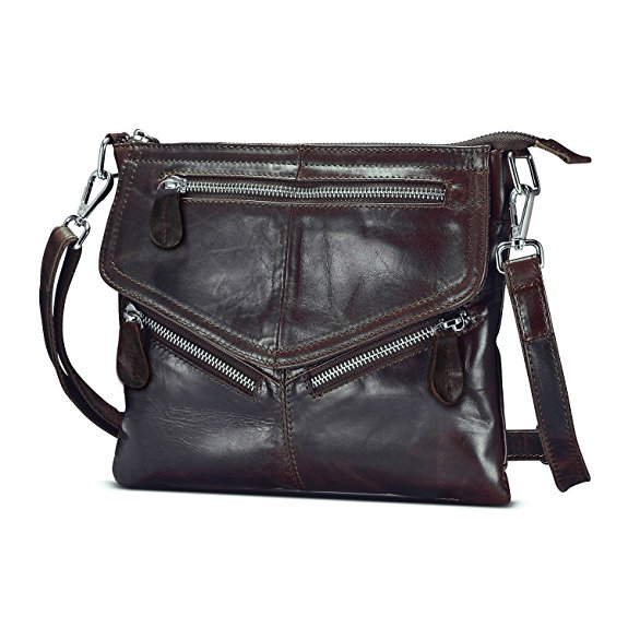 Lecxci Women's Small Soft Leather Travel Purses, Zipper Cross body Bags Shoulder Purses for Women