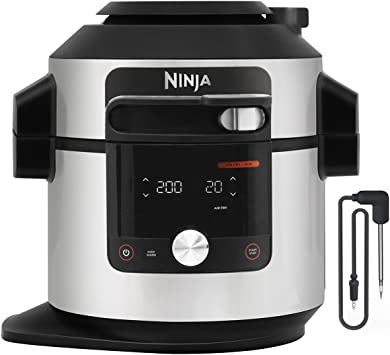 Ninja Foodi MAX 14-in-1 SmartLid-Multikocher [OL750EU] 7,5 l, Schnellkochtopf, Digitales Bratenthermometer, Heißluftfritteuse, Smart Cook-System