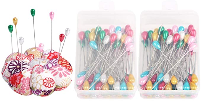 Straight Pins with Pin Cushion 200 Premium Glass Head Multicolor Sewing Straight Pins