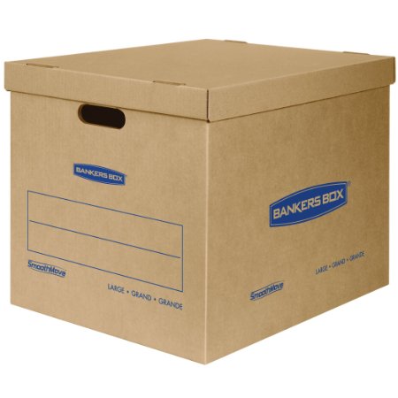 Bankers Box SmoothMove Classic Moving Boxes, Tape-Free Assembly, Large, 21 x 17 x 17 Inches, 5 Pack (7718201)