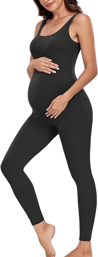 Lataly Women's Maternity Bodysuit Pregnancy Jumpsuit Romper Shapewear Tank Top Leggings
