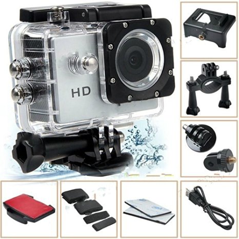 ljersa® Underwater Sports DV A8 SJ4000 Action Diving 30M 98FT Waterproof 720P HD Helmet DVR Camera Silver