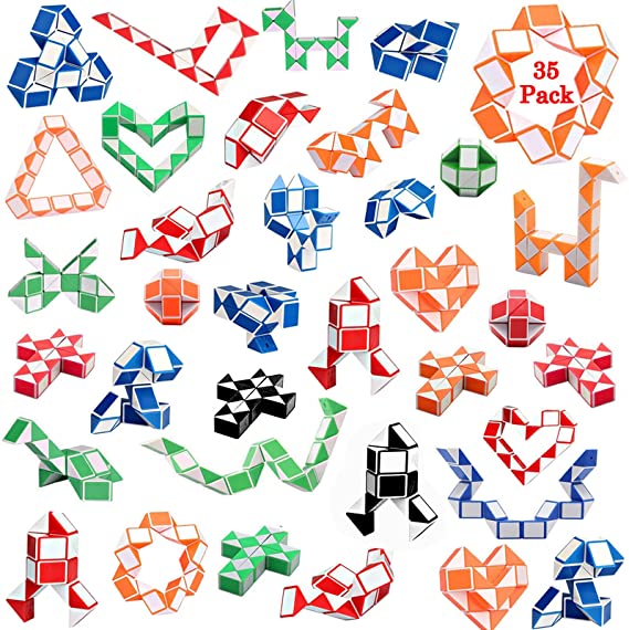 35 Pack 24 Blocks Magic Snake Cube Mini Snake Speed Cubes Mini Twisted Snake Cube Filler for Toy for Kids Party Bags Suitable for Children's Classroom Rewards