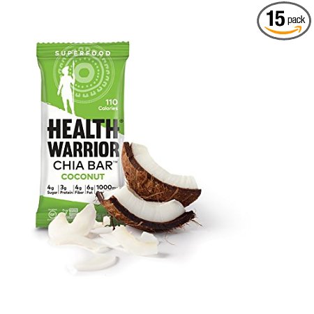 Health Warrior Chia Bars, Coconut, 13.2-Ounce (Pack of 15)