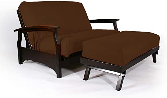 D&D Futon Furniture Futon Covers, Mattress Slipcovers, Polyester Poplin (Chair 54x54 & Ottoman 21x54, Brown)
