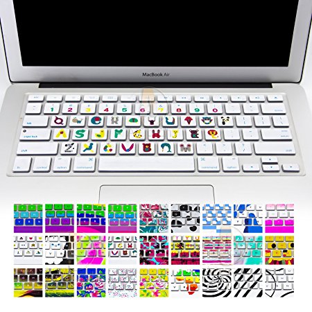 Allytech Keyboard Cover Silicone Skin for MacBook Pro 13" 15" 17" (with or w/out Retina Display) iMac and MacBook Air 13" (Animal Letters)