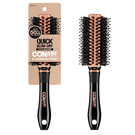 Conair Quick Blow-Dry Hair Brush, Porcupine Round Brush, Copper Collection, 1 Pack