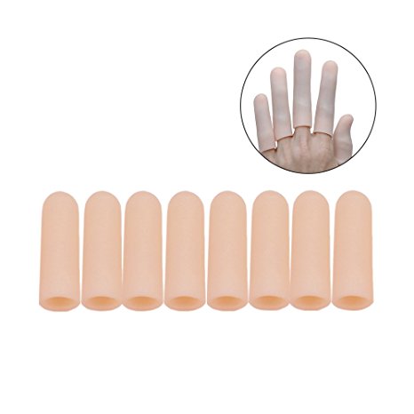 Sumifun 4 Pairs Finger Sleeves Protector Gel Finger Cushion Toe Tubes For Instant Pain Relief - Use As Protectors For Sore Toes And Fingers, Callus, Corn, Blisters (8 Sleeves)