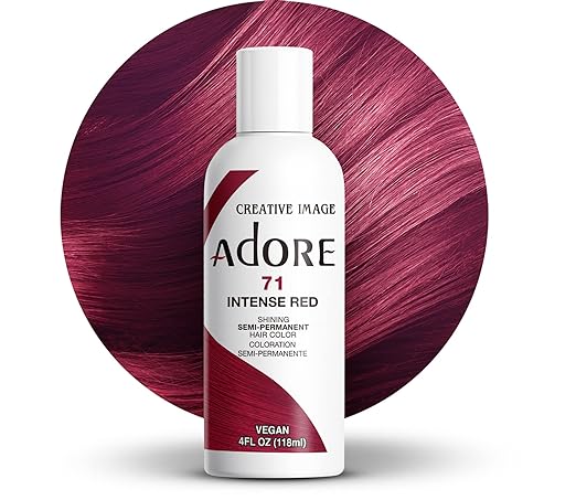 Adore Semi Permanent Hair Color - Vegan and Cruelty-Free Hair Dye - 4 Fl Oz - 071 Intense Red (Pack of 1)