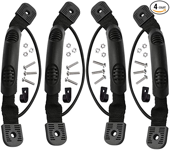 YXGOOD 4 Pcs Kayaks Canoe Boat Side Mount Carry Handle J Hook Kayak Handle Carry Handles Mount Paddle with Screws and Bungee Cord