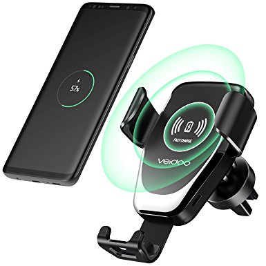 Wireless Car Charger, Veidoo Gravity Wireless Fast Charge Car Mount Air Vent Phone Holder for Samsung Galaxy S9 S9 Plus S8 S7/S7 Edge Note 8 5 & Standard Charge for iPhone X 8/8 Plus