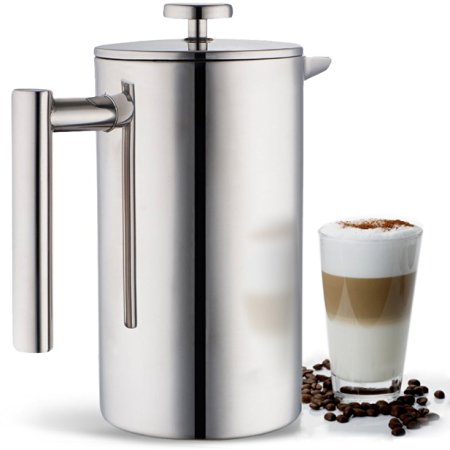 Blümwares 34 Ounce French Press Coffee Maker | Stainless Steel 18/10 SFP- 50DSC | Stainless Steel Screen Included