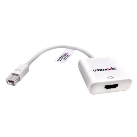 USBNOVEL Mini DisplayPort(Thunderbolt Port Compatible) to HDMI Male to Female Adapter Cable in White