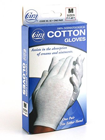 CARA  Hypoallergenic Moisturizing Cotton Gloves, Large, 1 Pair